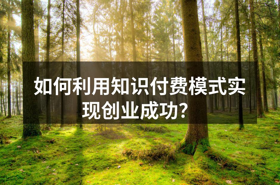 如何利用知识付费模式实现创业成功？