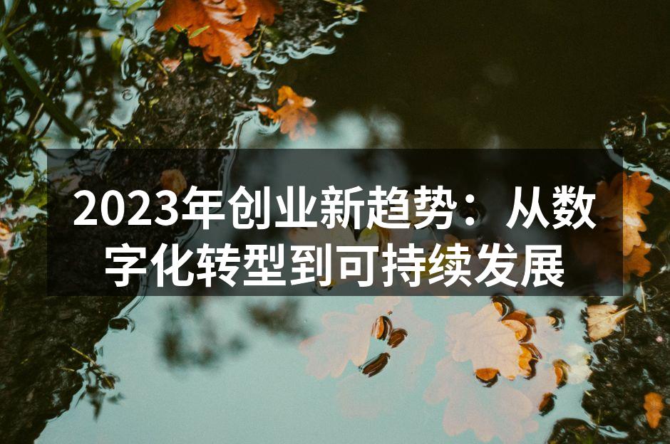2023年创业新趋势：从数字化转型到可持续发展