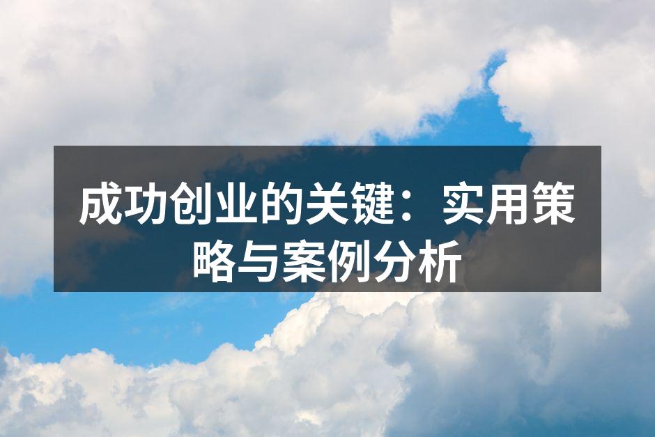 成功创业的关键：实用策略与案例分析
