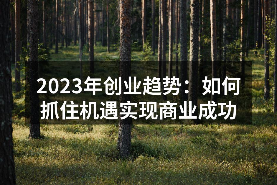 2023年创业趋势：如何抓住机遇实现商业成功